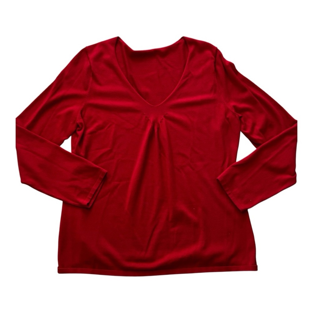 Talbots Women's Red V-Neck Long Sleeve Sweater- XL